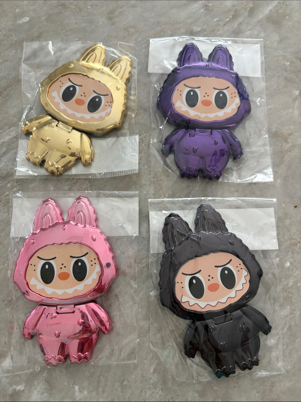 4 Cute Labubu Monster Character Mirror - Pink, Purple, Gold, Black